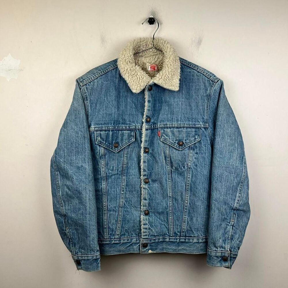 VTG Levi's Type 3 Trucker Jacket Mens 38 Sherpa Lined Snap Boa 70s USA 70605